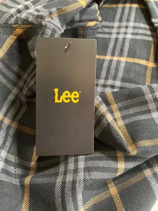 Lee Mens Long Sleeve Plaid Button-Up Shirt Gray & Brown Size Large - Picture 7 of 10